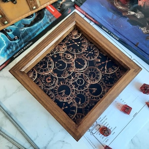 Steampunk Clockwork Dice Tray, Personalised Dnd Dice Tray, Gaming Dice Tray, TTRPG Dice Tray,