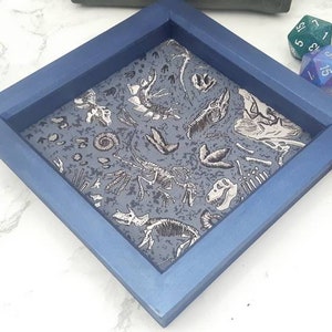 Dinosaur Fossil Dice Tray, Rolling Tray, Personalised Tray, Tabletop Gamer, Roll Play Games, Dungeons and Dragons, DND, Dice Tray Gift