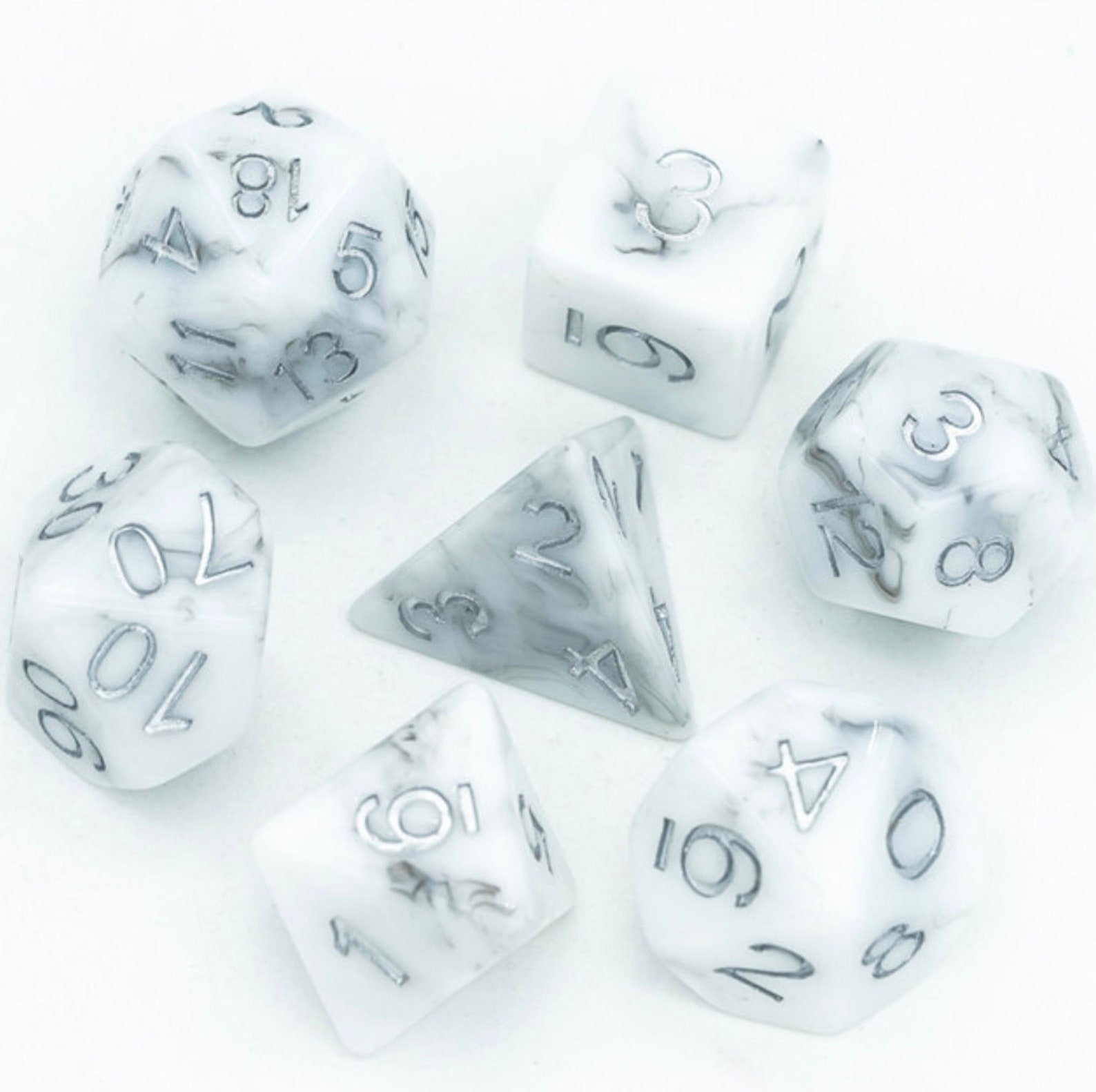 Grey Marble Stone Effect Dice Set Etsy