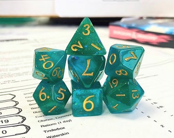 Celestial Soul Dice Set, Dungeons and Dragons Dice (7), DND, TTRPG, Polyhedral Dice