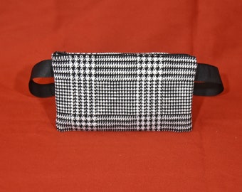 Houndstooth Patterned Handmade Beltbag, Bum Bag, Fanny Pack, Money Belt, Travel Belt, Hip Bag, Waist Bag, Backpacking, Festival wear