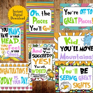 5x7 Dr. Seuss Oh the places you will go signs, Digital Download