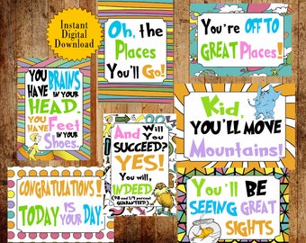 4x6 Dr. Seuss Oh the places you will go signs, Digital Download