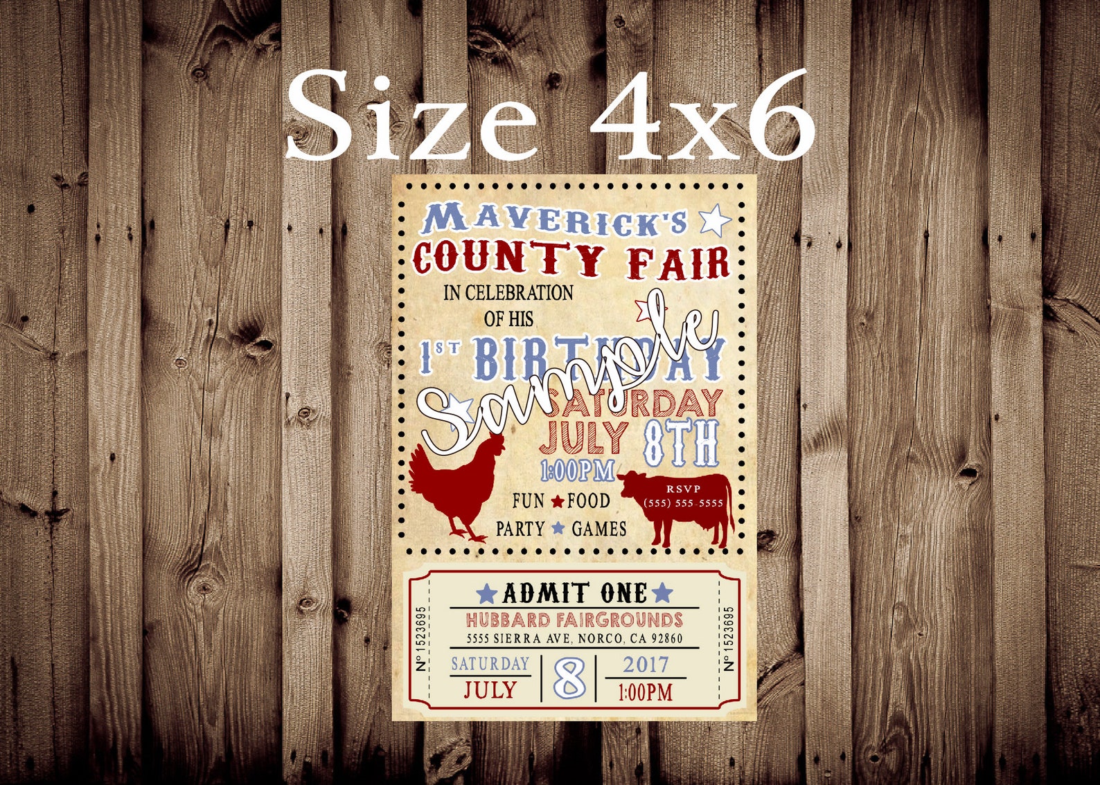 County Fair, Carnival Invitations, 4x6, country, Digital Invitation ...