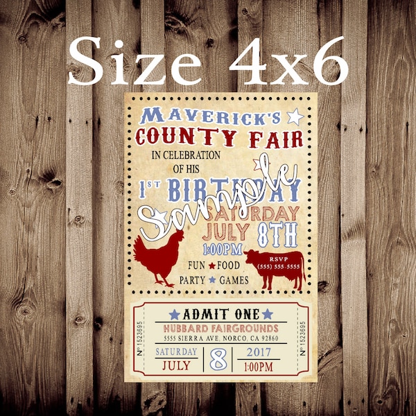 County Fair, Carnival Invitations, 4x6, country, Digital Invitation