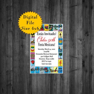 Loteria Birthday Invitations, Mexican Fiesta, 50th, 60th, 80th, Canva