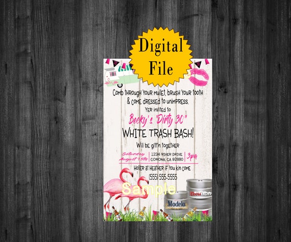 White Trash Party Invitations