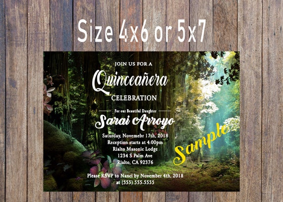 Enchanted Forest Quinceanera Invitations Sweet 16 4x6 5x7 Etsy