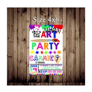 Paint/Art Birthday Party Invitations, Digital Invitation
