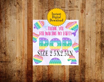 Bubble Pop Rainbow Pop it Fidget Toy Urodziny Upominki Tagi prezentowe, tagi Cyfrowe pobieranie