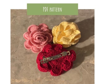 Crochet rose hair clip, rose hair bow, girls hair clip, rose crochet pattern, hair barrette, crochet hair bow, crochet rose tutorial