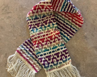 Crochet scarf pattern, mosaic crochet pattern, mosaic scarf pattern