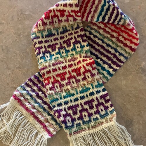 Crochet Scarf Pattern Mosaic Crochet Pattern Mosaic Scarf Etsy