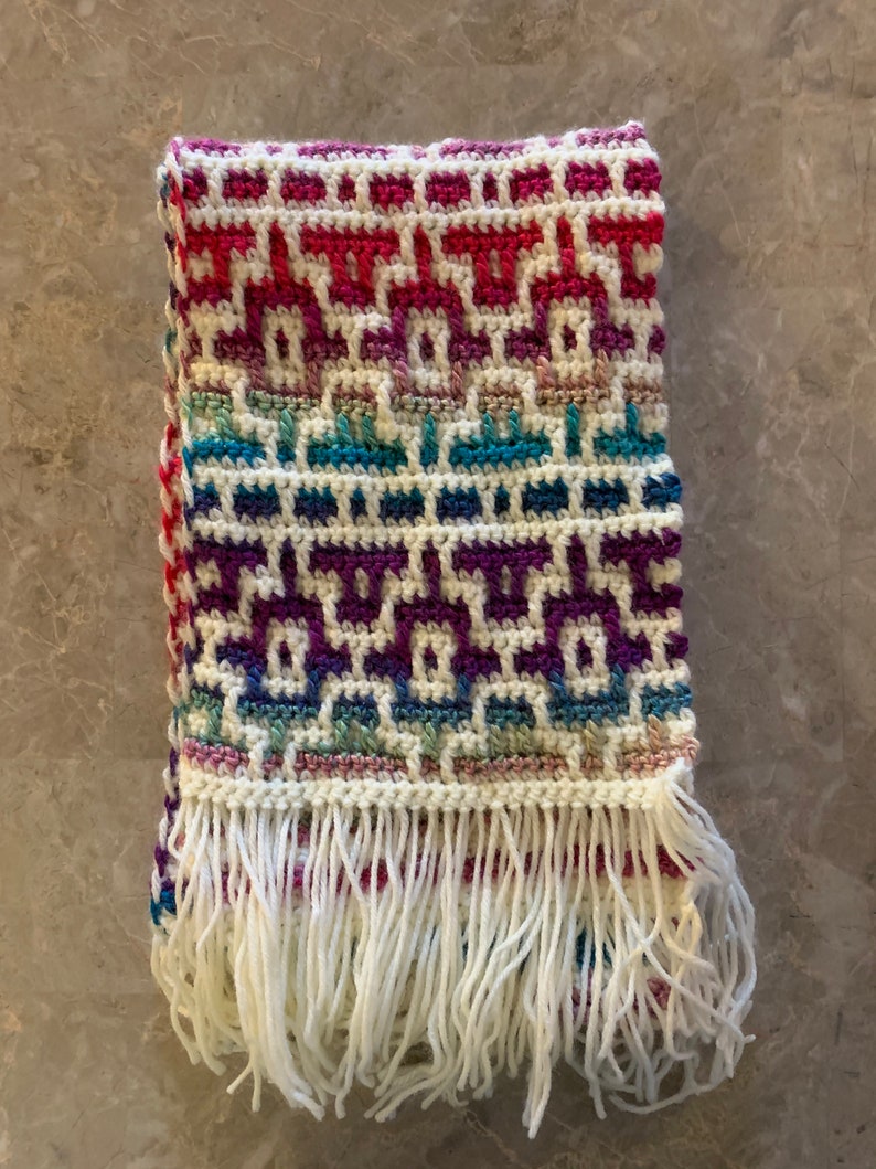 Crochet Scarf Pattern Mosaic Crochet Pattern Mosaic Scarf - Etsy