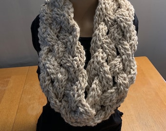 Braided Chunky Crochet Cowl Pattern, Infinity Scarf (PDF Pattern)