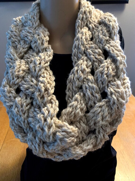 Crochet Scarf Pattern Chunky Crochet Cowl Braided Scarf 