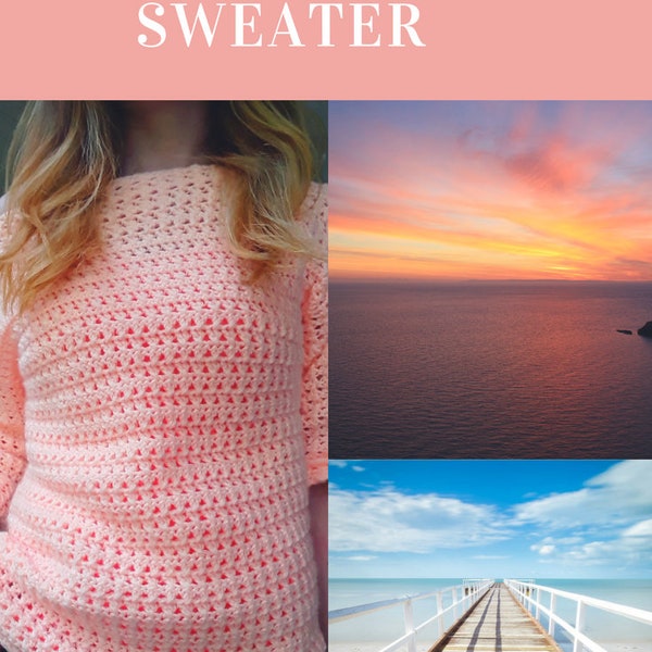 Boardwalk Sweater PATTERN ONLY, crochet sweater, summer sweater, pullover, easy sweater pattern, summer sweater, beach sweater