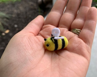 Micro Crochet Bumble Bee, Miniature Amigurumi Collectible