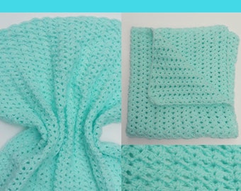 Crochet Baby Blanket Pattern, baby blanket, mint green, baby gift, baby shower, blanket, crochet pattern