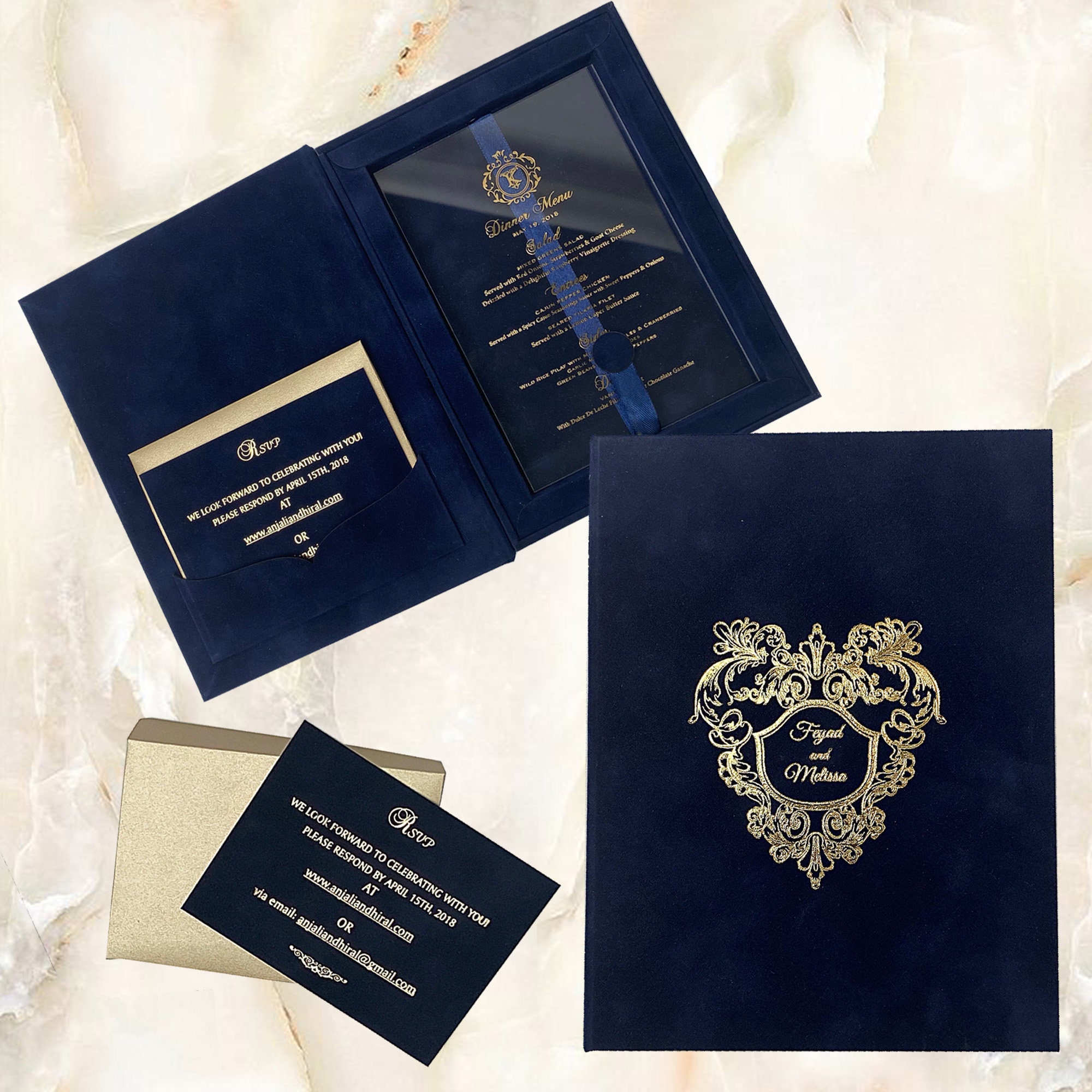 Blue Velvet Folio Wedding Invitation Clear Acrylic Invitation | Etsy