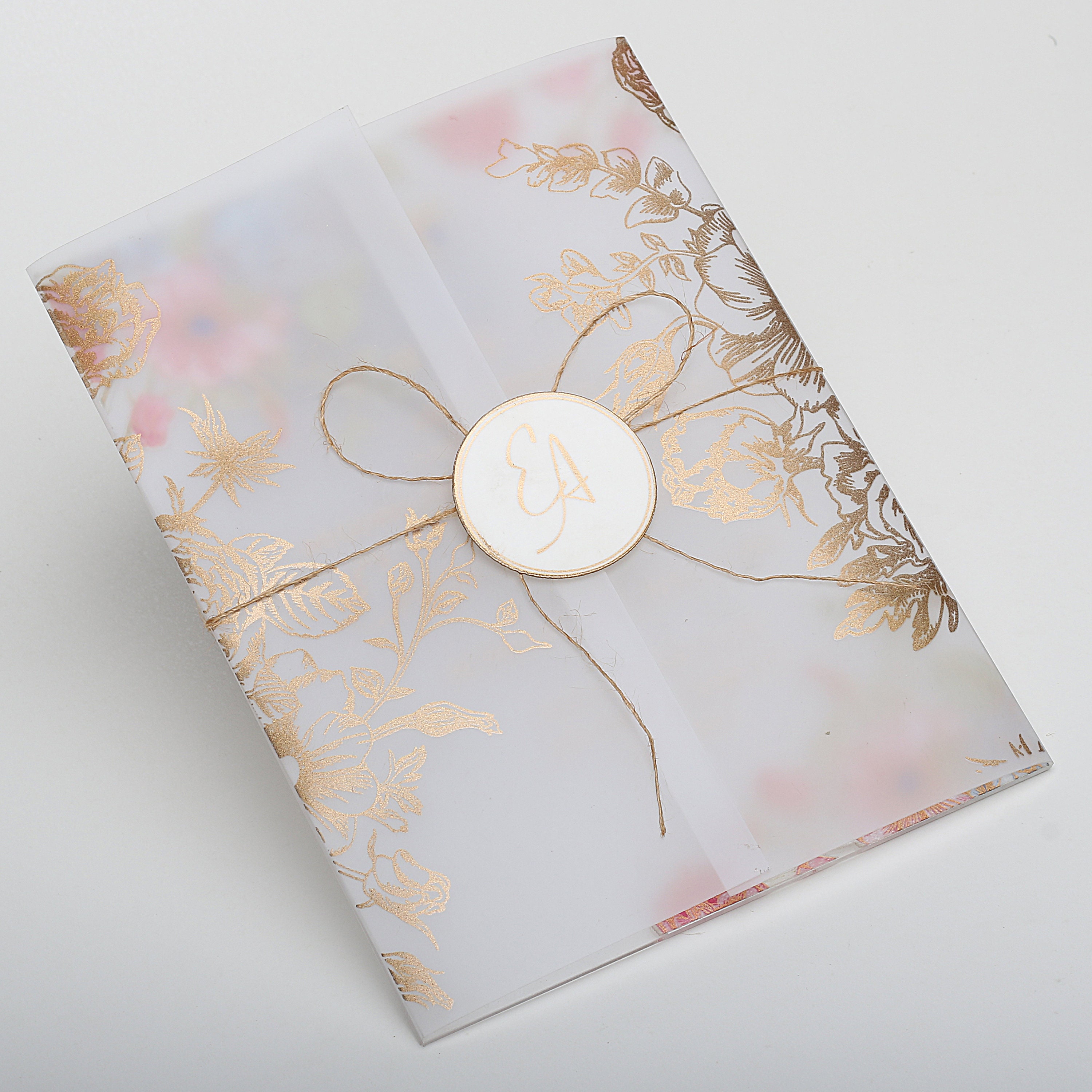 Clear Acrylic WEDDING INVITATION With Floral Print Vellum Etsy Australia
