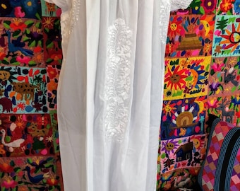 Santonino Dress, Maxi Hand Embroidered Dress, Mexican Huipil Dress, Vestido Huipil Bordado a Mano
