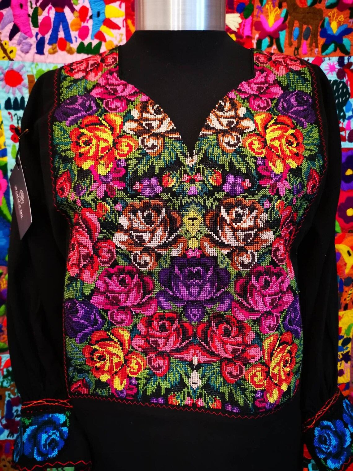 Cross stitch Mexican Blouse Autumn Outfit Top Hand Etsy