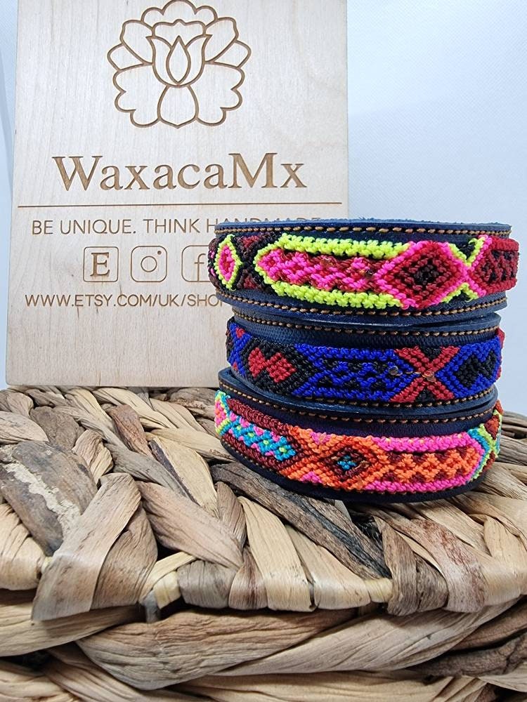 Friendship Bracelet Mexican Leather Handwoven Bracelet Surfer