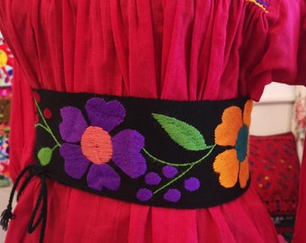 Cinturones Bordados a Mano, Faja Fiesta Mexicana, Cinturón Estilo Mexicano,  Cinto Bordado Frida Khalo