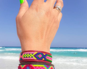 Friendship Bracelet, Mexican Leather Handwoven Bracelet, Surfer Leather Bracelet, Pulsera de Piel Tejida