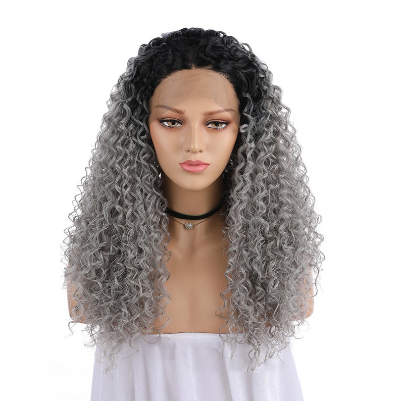 Synthetic lace wig,strawberry blonde,Beauty symbol Double Color Wig Little Curly wig,Woman Long Hair Wavy hair Lace front wig Gray Hair