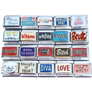 U-PICK Words And Sayings 9mm Italian Charm For Bracelet Modular Laser Enamel Links (WDS1)