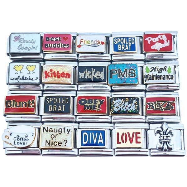 U-PICK Words And Sayings 9mm Italian Charm For Bracelet Modular Laser Enamel Links (WDS1)