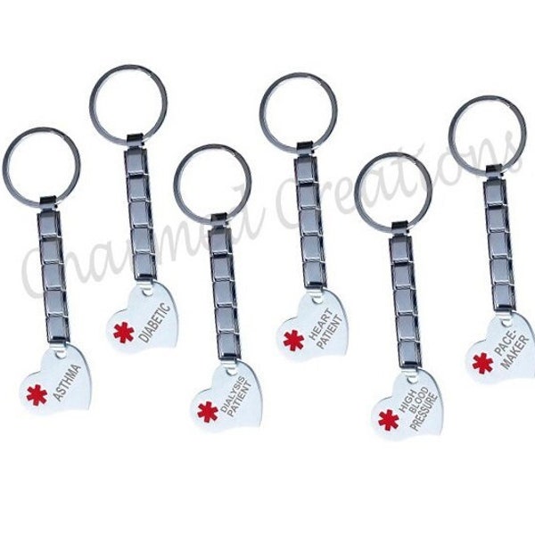 9mm Italian Charm You Pick Assorted Medical Condition Alert Key Chain