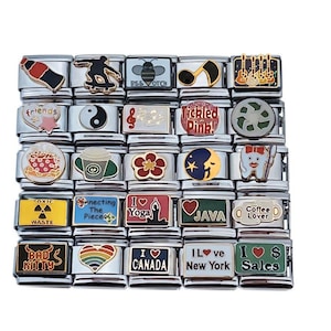 U-PICK Assorted Words And Sayings 9mm Italian Charm For Bracelet Modular Enamel Links (WDS10)