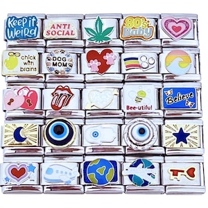 9mm Italian Charms U-Pick Modular Link For Your Bracelet Misl Assorted Words (Collection #16)