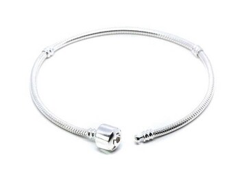 Classic European Bead Starter Bracelet For Lamp Work And Big Hole Beads Silver Plated