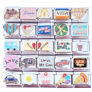 U-PICK Words And Sayings 9mm Italian Charm For Bracelet Modular Enamel Links Hearts Love Shopping Purses Sassy Diva Links (WDS6)