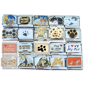 U-PICK Words And Sayings Assorted Animals Dogs And Cats Pets 9mm Italian Charm For Bracelet Modular Enamel Links