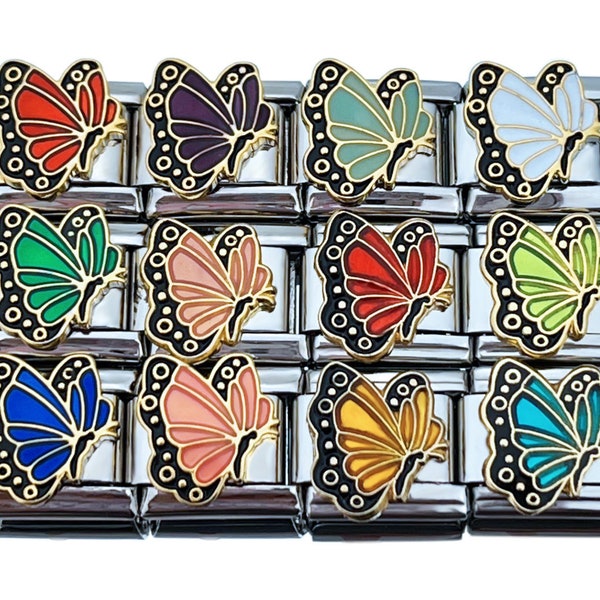 Butterfly Birthstone 9mm Italian Charm Modular Link For Your Bracelet