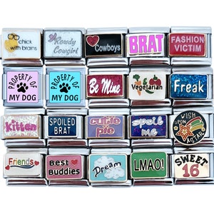 U-PICK Words And Sayings 9mm Italian Charm For Bracelet Modular Laser Enamel Links (WDS1)