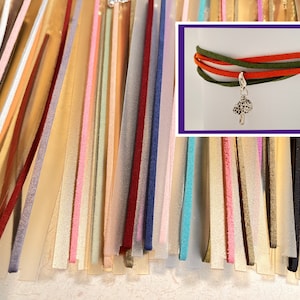 Wholesale Lot Of 40 Assorted Colorful Suede Cord Necklaces 16&quot; With Extenders Can Make Bracelet Wrap