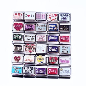 U-PICK Words And Sayings 9mm Italian Charm For Bracelet Modular Enamel Links (WDS8)