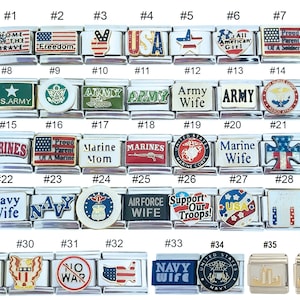 Military Patriotic USA American 4th Of July Independence Day 9mm Italian Charms For Your Bracelet