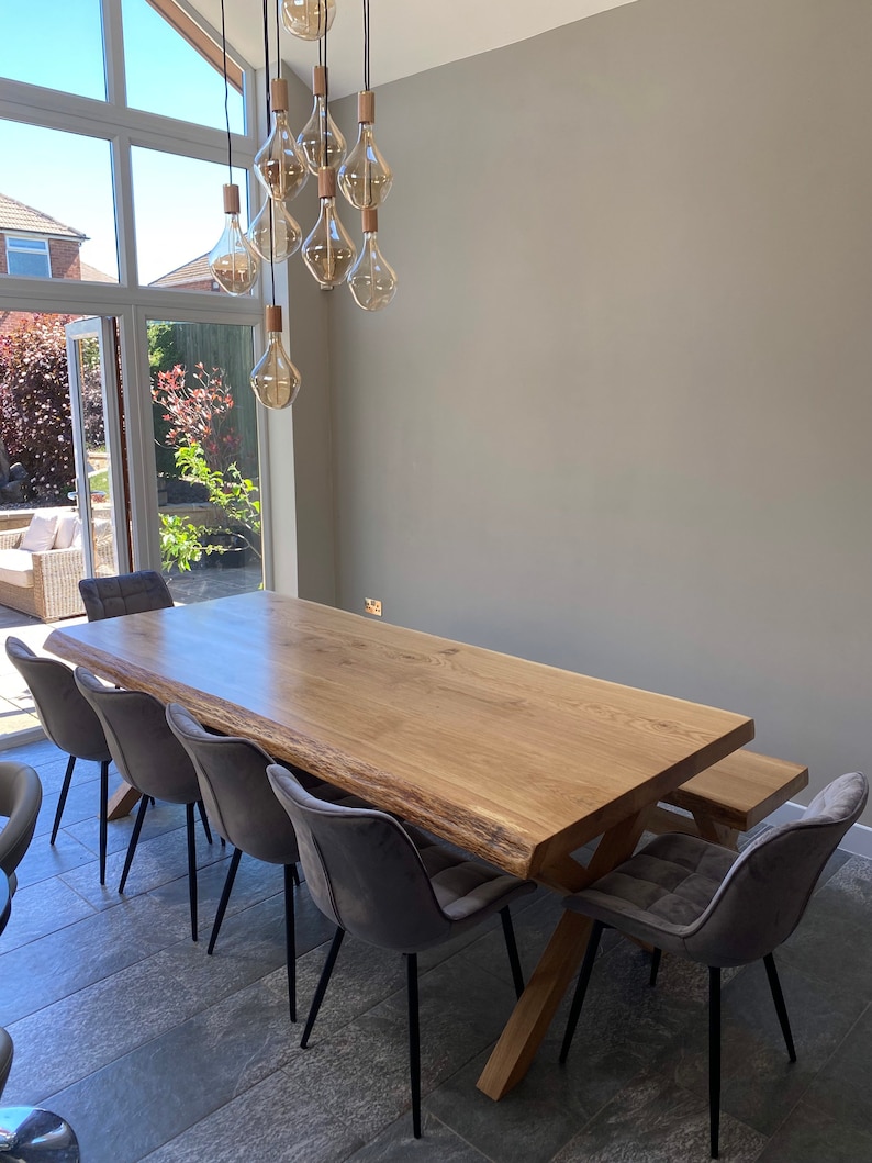 Handmade Dining Table Solid Oak With Feature Waney Edge - Etsy