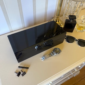 Handmade Watch and Cufflink Box - High Gloss Black Finish