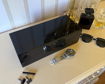 Handmade Watch and Cufflink Box - High Gloss Black Finish