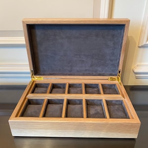 Handmade Watch Box 10 Compartments Oak with Optional Personalisation image 4