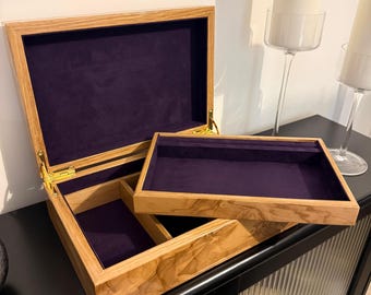 Jewellery Box - Handmade Olive Ash Burr High Gloss