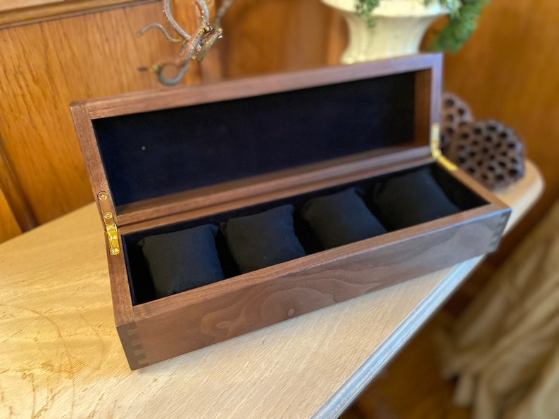 Handmade Watch and Cufflink Box Natural Walnut Finish with Optional Personalisation image 1